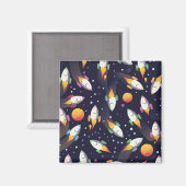 Retro Space Rocks Patroon Magneet (Voorkant / Achterkant)