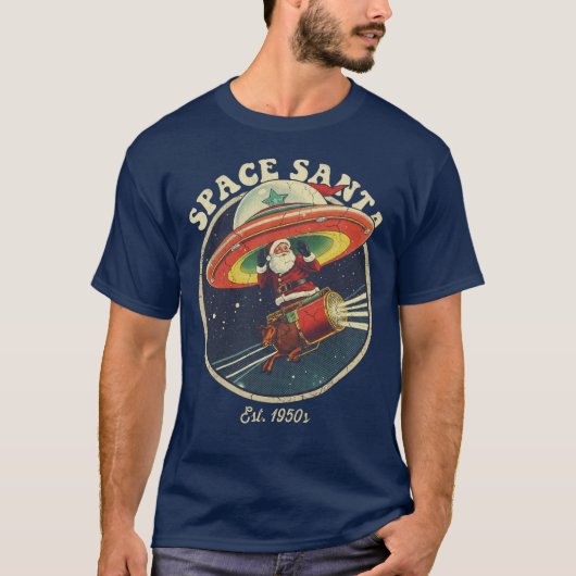 Retro Space Santa Christmas Shirt (Voorkant)