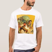 Retro Space Scene Mannen Basic T-Shirt (Voorkant)