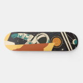 Retro Space Scene Met Astronaut Skateboard (Horizontaal)