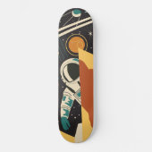 Retro Space Scene Met Astronaut Skateboard (Voorkant)