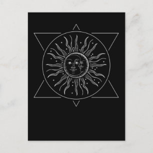 Retro Space Stars Sun Moon Constellation Briefkaart