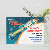 Retro Space Thema Feest Uitnodigingen (Staand voorkant)