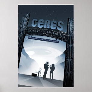 Retro Space Travel Poster Dwerg Planet Ceres.