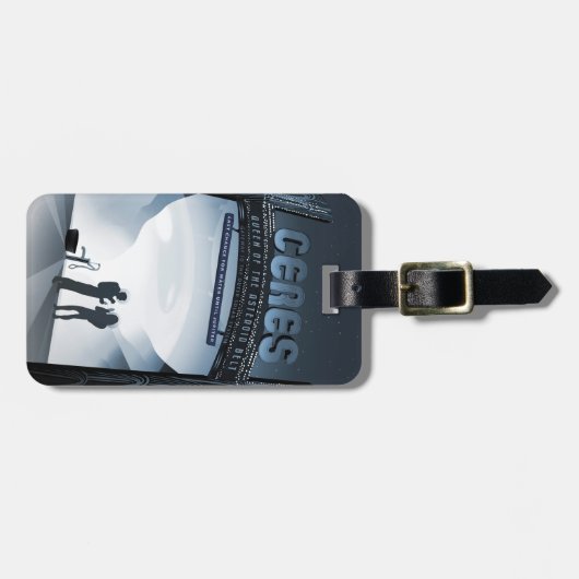 Retro Space Travel Poster Dwerg Planet Ceres. Bagagelabel (Voorkant horizontaal)