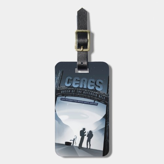 Retro Space Travel Poster Dwerg Planet Ceres. Bagagelabel (Voorkant verticaal)