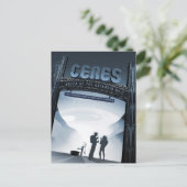 Retro Space Travel Poster Dwerg Planet Ceres. Briefkaart (Staand voorkant)