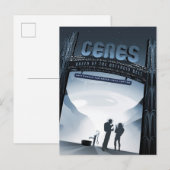 Retro Space Travel Poster Dwerg Planet Ceres. Briefkaart (Voorkant / Achterkant)