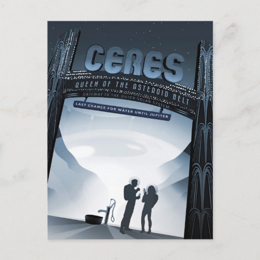 Retro Space Travel Poster Dwerg Planet Ceres. Briefkaart (Voorkant)