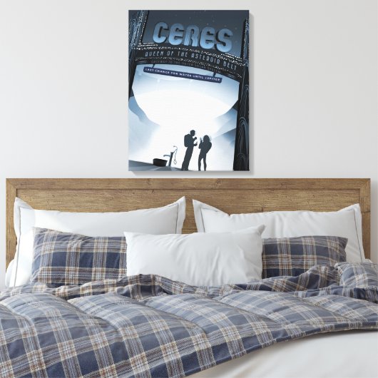 Retro Space Travel Poster Dwerg Planet Ceres. Canvas Afdruk (Insitu (Slaapkamer))