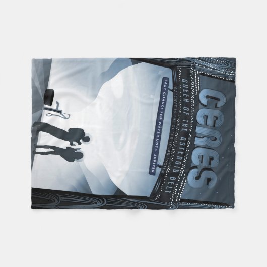 Retro Space Travel Poster Dwerg Planet Ceres. Fleece Deken (Voorkant (Horizontaal))
