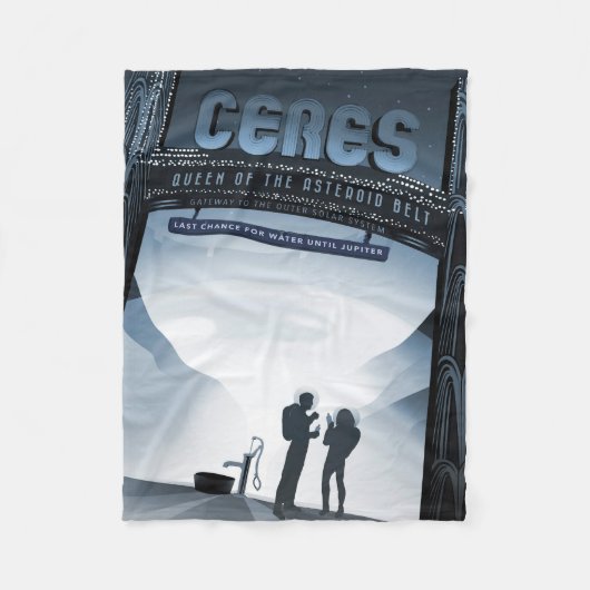 Retro Space Travel Poster Dwerg Planet Ceres. Fleece Deken (Voorkant)