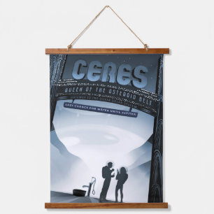 Retro Space Travel Poster Dwerg Planet Ceres. Hangend Wandkleed