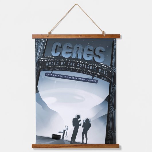 Retro Space Travel Poster Dwerg Planet Ceres. Hangend Wandkleed (Voorkant)