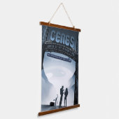 Retro Space Travel Poster Dwerg Planet Ceres. Hangend Wandkleed (Gebogen)
