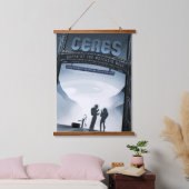 Retro Space Travel Poster Dwerg Planet Ceres. Hangend Wandkleed (Slaapkamer)