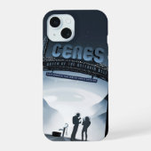 Retro Space Travel Poster Dwerg Planet Ceres. iPhone 15 Case (Achterkant)