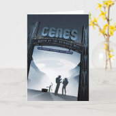Retro Space Travel Poster Dwerg Planet Ceres. Kaart (Gele Bloem)