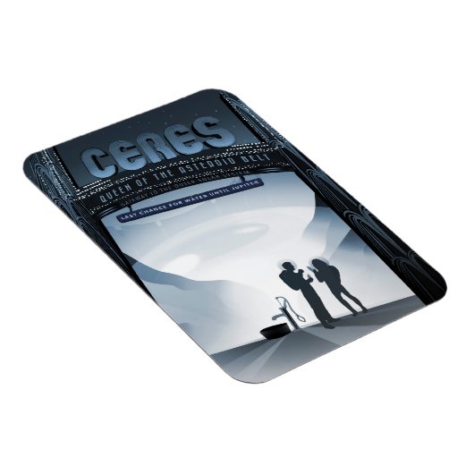 Retro Space Travel Poster Dwerg Planet Ceres. Magneet (Rechterzijde)