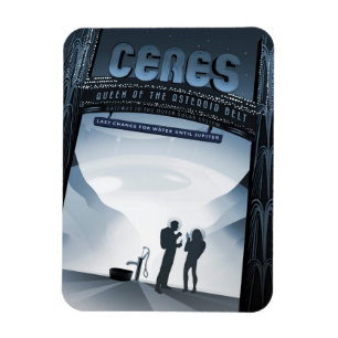 Retro Space Travel Poster Dwerg Planet Ceres. Magneet