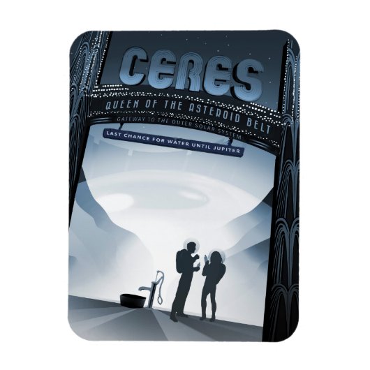 Retro Space Travel Poster Dwerg Planet Ceres. Magneet (Verticaal)