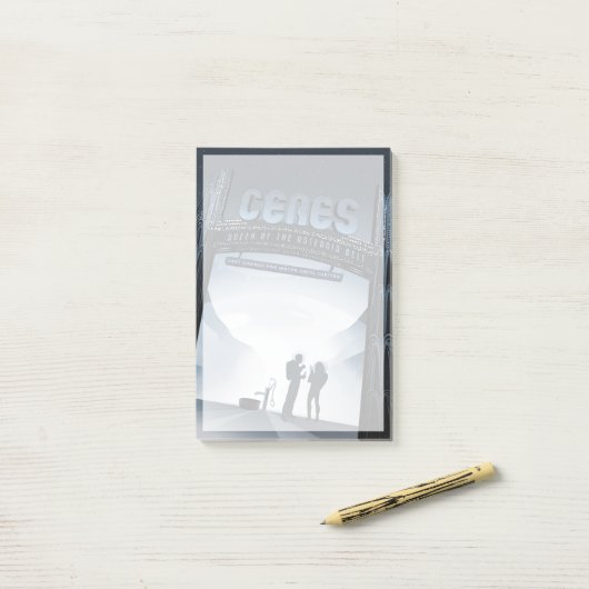 Retro Space Travel Poster Dwerg Planet Ceres. Post-it® Notes (Op bureau)