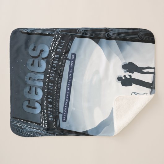 Retro Space Travel Poster Dwerg Planet Ceres. Sherpa Deken (Voorkant (horizontaal))