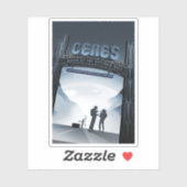 Retro Space Travel Poster Dwerg Planet Ceres. Sticker (Vel)