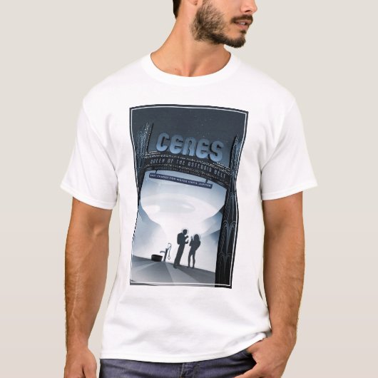 Retro Space Travel Poster Dwerg Planet Ceres. T-shirt (Voorkant)