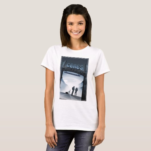Retro Space Travel Poster Dwerg Planet Ceres. T-shirt (Voorkant volledig)
