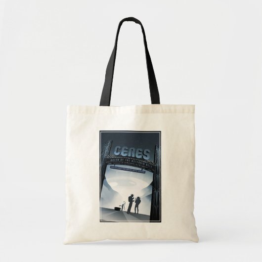 Retro Space Travel Poster Dwerg Planet Ceres. Tote Bag (Voorkant)
