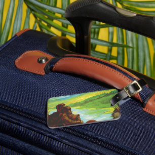 Retro Space Travel Poster-Een Aarde Wetenschap Mis Bagagelabel