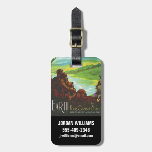 Retro Space Travel Poster-Een Aarde Wetenschap Mis Bagagelabel (Voorkant verticaal)