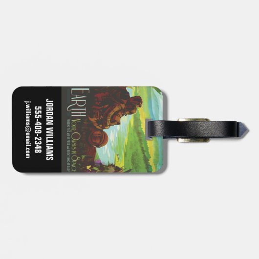 Retro Space Travel Poster-Een Aarde Wetenschap Mis Bagagelabel (Achterkant horizontaal)