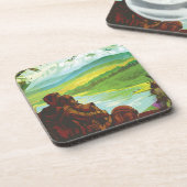 Retro Space Travel Poster-Een Aarde Wetenschap Mis Bier Onderzetter (Linkerzijde)