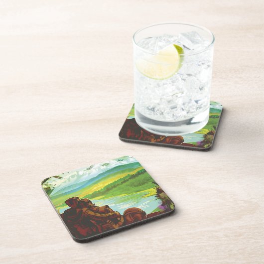 Retro Space Travel Poster-Een Aarde Wetenschap Mis Bier Onderzetter (Rechterzijde)