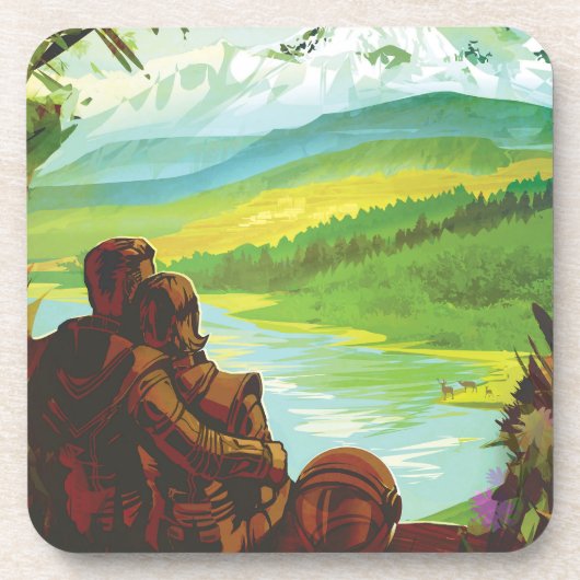 Retro Space Travel Poster-Een Aarde Wetenschap Mis Bier Onderzetter (Voorkant)