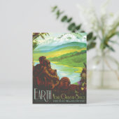 Retro Space Travel Poster-Een Aarde Wetenschap Mis Briefkaart (Staand voorkant)