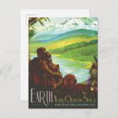 Retro Space Travel Poster-Een Aarde Wetenschap Mis Briefkaart (Voorkant / Achterkant)