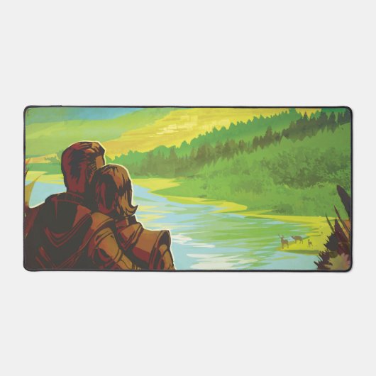 Retro Space Travel Poster-Een Aarde Wetenschap Mis Bureaumat (Voorkant)