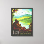 Retro Space Travel Poster-Een Aarde Wetenschap Mis Canvas Afdruk (Voorkant)