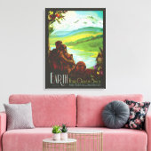 Retro Space Travel Poster-Een Aarde Wetenschap Mis Canvas Afdruk (Insitu (Woonkamer))
