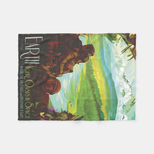 Retro Space Travel Poster-Een Aarde Wetenschap Mis Fleece Deken (Voorkant (Horizontaal))