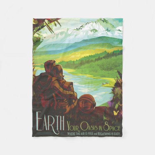 Retro Space Travel Poster-Een Aarde Wetenschap Mis Fleece Deken (Voorkant)