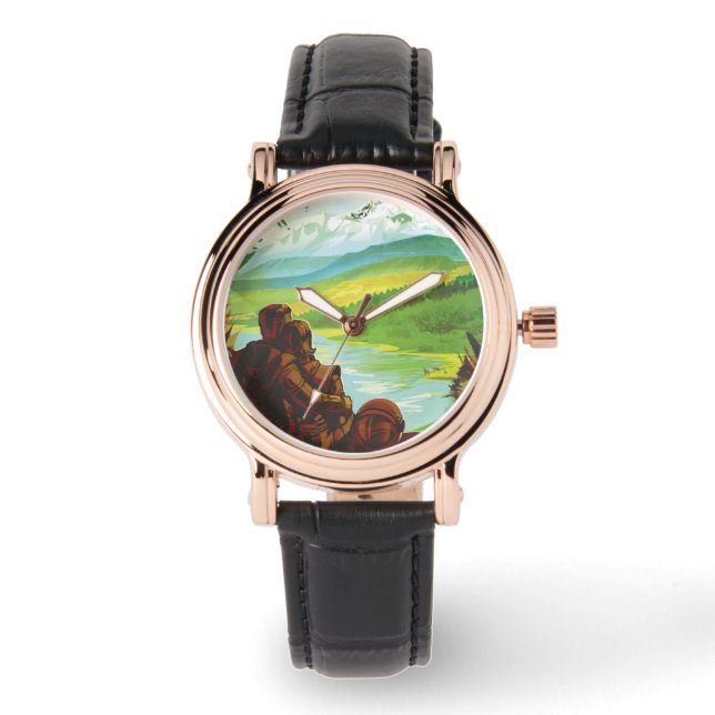 Retro Space Travel Poster-Een Aarde Wetenschap Mis Horloge (Voorkant)