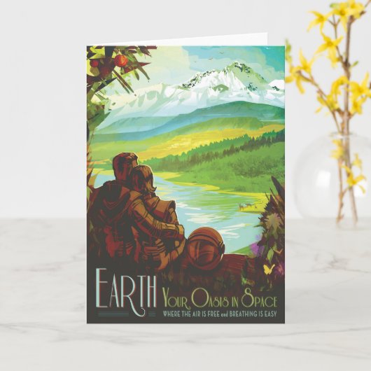 Retro Space Travel Poster-Een Aarde Wetenschap Mis Kaart (Gele Bloem)