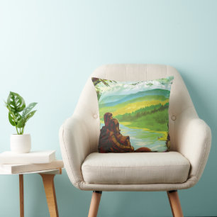 Retro Space Travel Poster-Een Aarde Wetenschap Mis Kussen