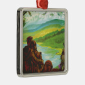 Retro Space Travel Poster-Een Aarde Wetenschap Mis Metalen Ornament (Rechts)