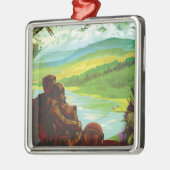 Retro Space Travel Poster-Een Aarde Wetenschap Mis Metalen Ornament (Links)