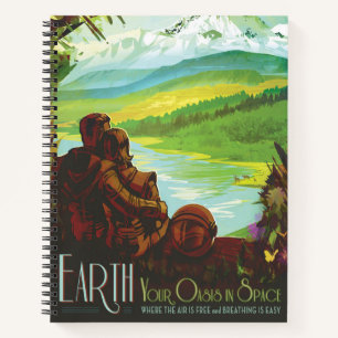 Retro Space Travel Poster-Een Aarde Wetenschap Mis Notitieboek